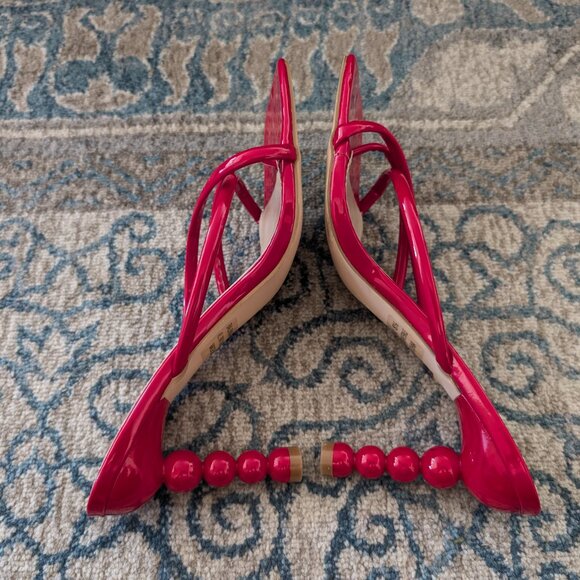 AZALEA WANG Sandals Women's 8.5 Balbina 3 Red Stack Heel Design Slip On… - Picture 8 of 12